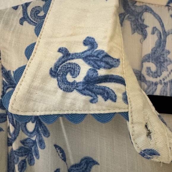 GiGiO Blue White Floral Dress Adjustable Tie Waist Boho Cottagecore Medium NWT - Picture 17 of 17